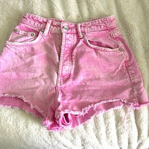 Zara pink high waisted jean shorts